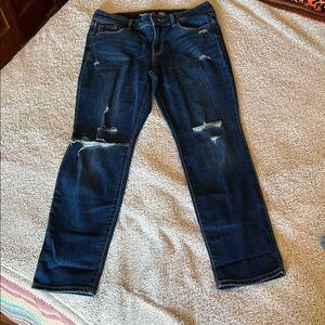 Old Navy Blue Ankle Cropped Jeans with Distressed Details